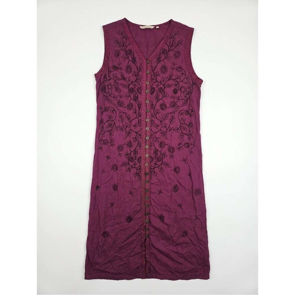 NEW Soft Surroundings XLP Burgundy Floral Embroidery Tunic Dress Boho Whimsygoth